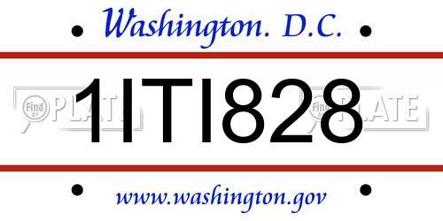 1ITI828 District Of Columbia License Plate