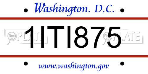 1ITI875 District Of Columbia License Plate