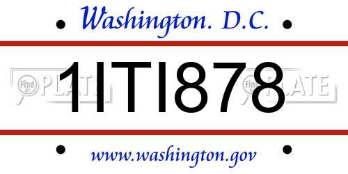 1ITI878 District Of Columbia License Plate