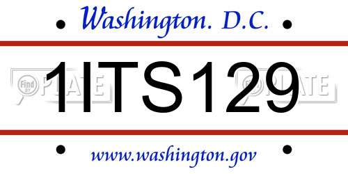 1ITS129 District Of Columbia License Plate