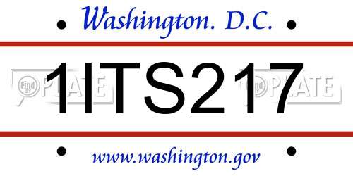 1ITS217 District Of Columbia License Plate