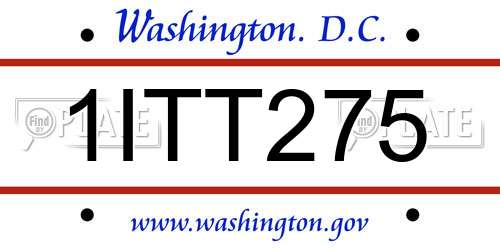 1ITT275 District Of Columbia License Plate