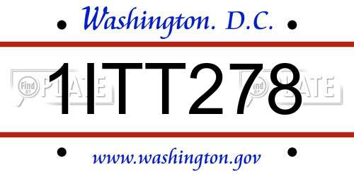 1ITT278 District Of Columbia License Plate