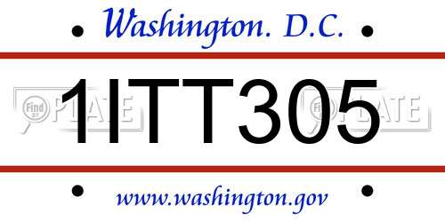 1ITT305 District Of Columbia License Plate