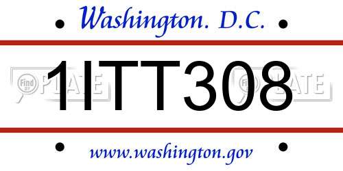 1ITT308 District Of Columbia License Plate