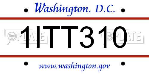 1ITT310 District Of Columbia License Plate