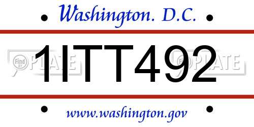 1ITT492 District Of Columbia License Plate