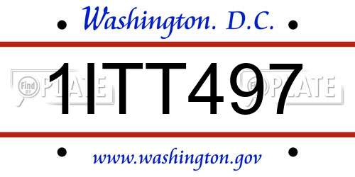 1ITT497 District Of Columbia License Plate