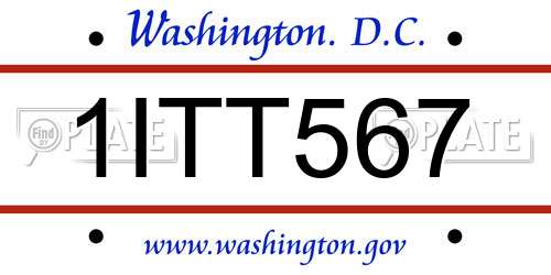 1ITT567 District Of Columbia License Plate