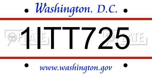 1ITT725 District Of Columbia License Plate