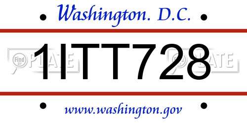 1ITT728 District Of Columbia License Plate