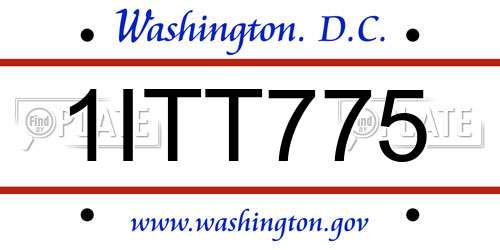 1ITT775 District Of Columbia License Plate