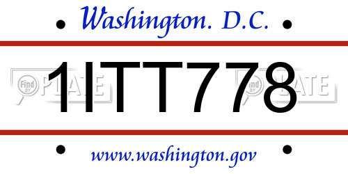 1ITT778 District Of Columbia License Plate