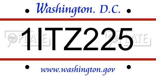 1ITZ225 District Of Columbia License Plate