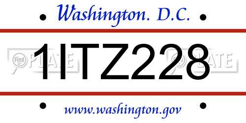 1ITZ228 District Of Columbia License Plate