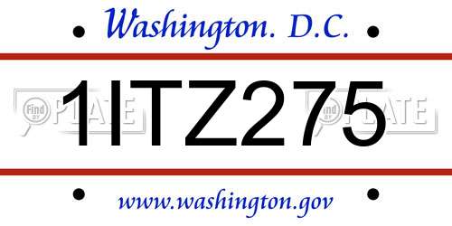 1ITZ275 District Of Columbia License Plate
