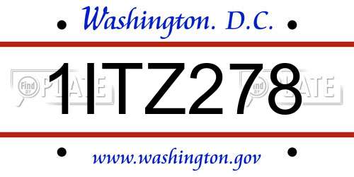 1ITZ278 District Of Columbia License Plate