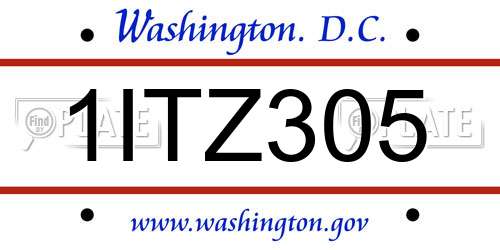 1ITZ305 District Of Columbia License Plate