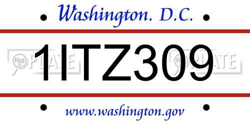 1ITZ309 District Of Columbia License Plate