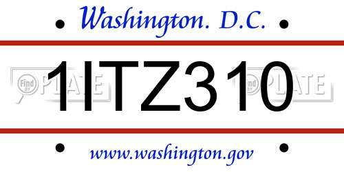 1ITZ310 District Of Columbia License Plate