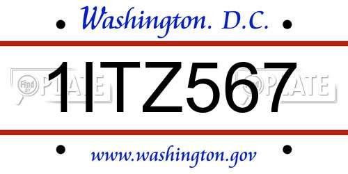 1ITZ567 District Of Columbia License Plate