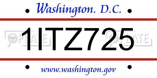 1ITZ725 District Of Columbia License Plate