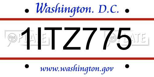 1ITZ775 District Of Columbia License Plate