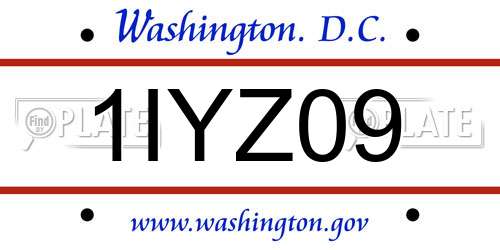 1IYZ09 District Of Columbia License Plate