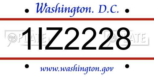 1IZ2228 District Of Columbia License Plate