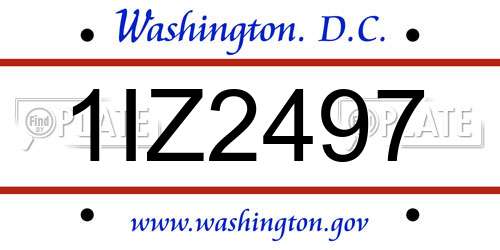 1IZ2497 District Of Columbia License Plate