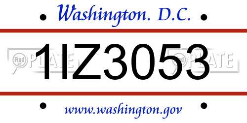 1IZ3053 District Of Columbia License Plate