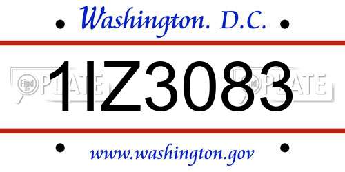 1IZ3083 District Of Columbia License Plate