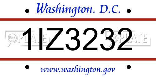 1IZ3232 District Of Columbia License Plate