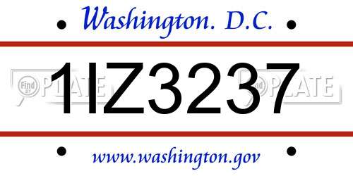 1IZ3237 District Of Columbia License Plate