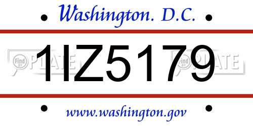 1IZ5179 District Of Columbia License Plate