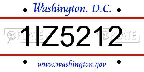 1IZ5212 District Of Columbia License Plate