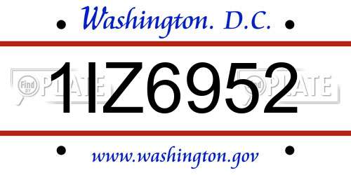 1IZ6952 District Of Columbia License Plate