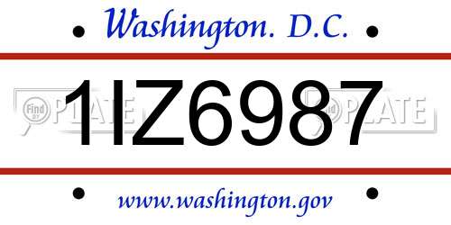1IZ6987 District Of Columbia License Plate