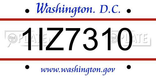 1IZ7310 District Of Columbia License Plate