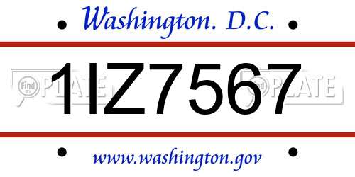 1IZ7567 District Of Columbia License Plate