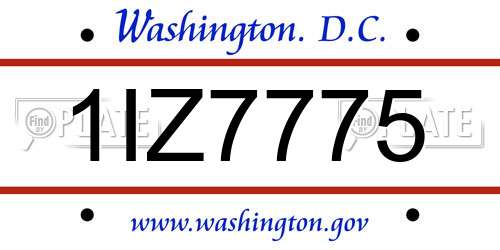 1IZ7775 District Of Columbia License Plate