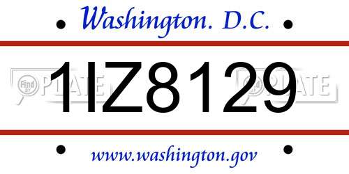 1IZ8129 District Of Columbia License Plate