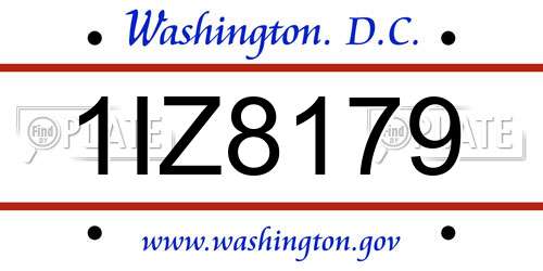 1IZ8179 District Of Columbia License Plate