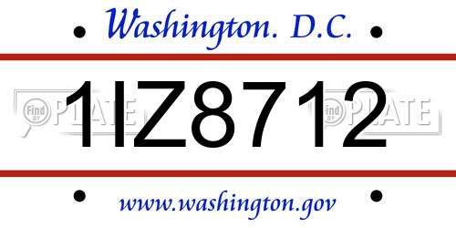 1IZ8712 District Of Columbia License Plate