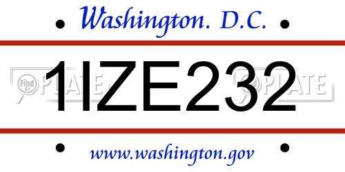 1IZE232 District Of Columbia License Plate
