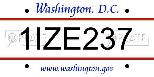 1IZE237 District Of Columbia License Plate