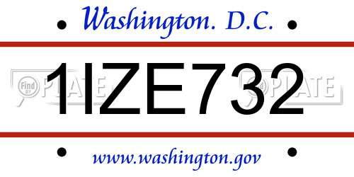 1IZE732 District Of Columbia License Plate