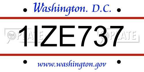 1IZE737 District Of Columbia License Plate