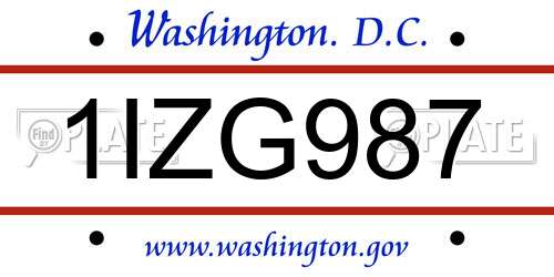 1IZG987 District Of Columbia License Plate
