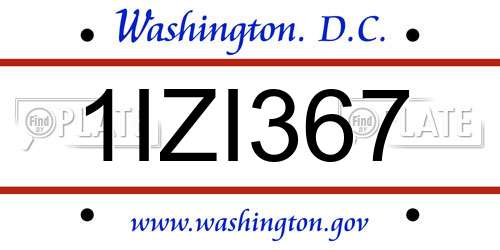 1IZI367 District Of Columbia License Plate